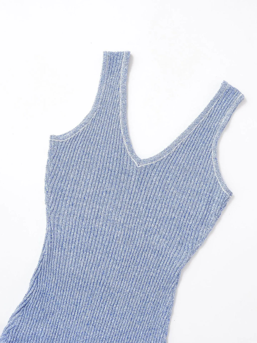 Sleeveless V Neck Knitted Dress With Suspender Straps