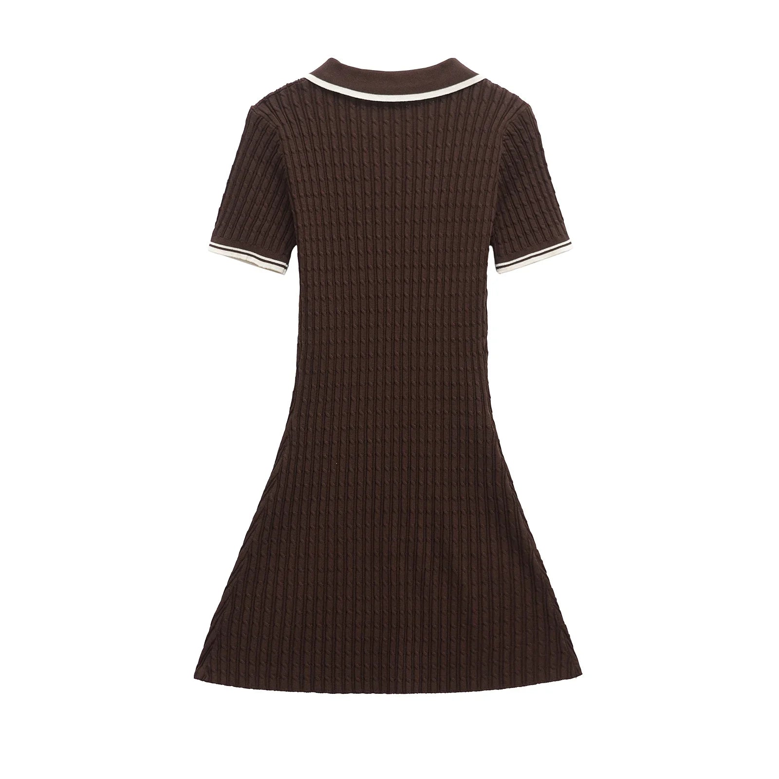 Brown Pleated Mini Dress For Women Short Sleeve Party