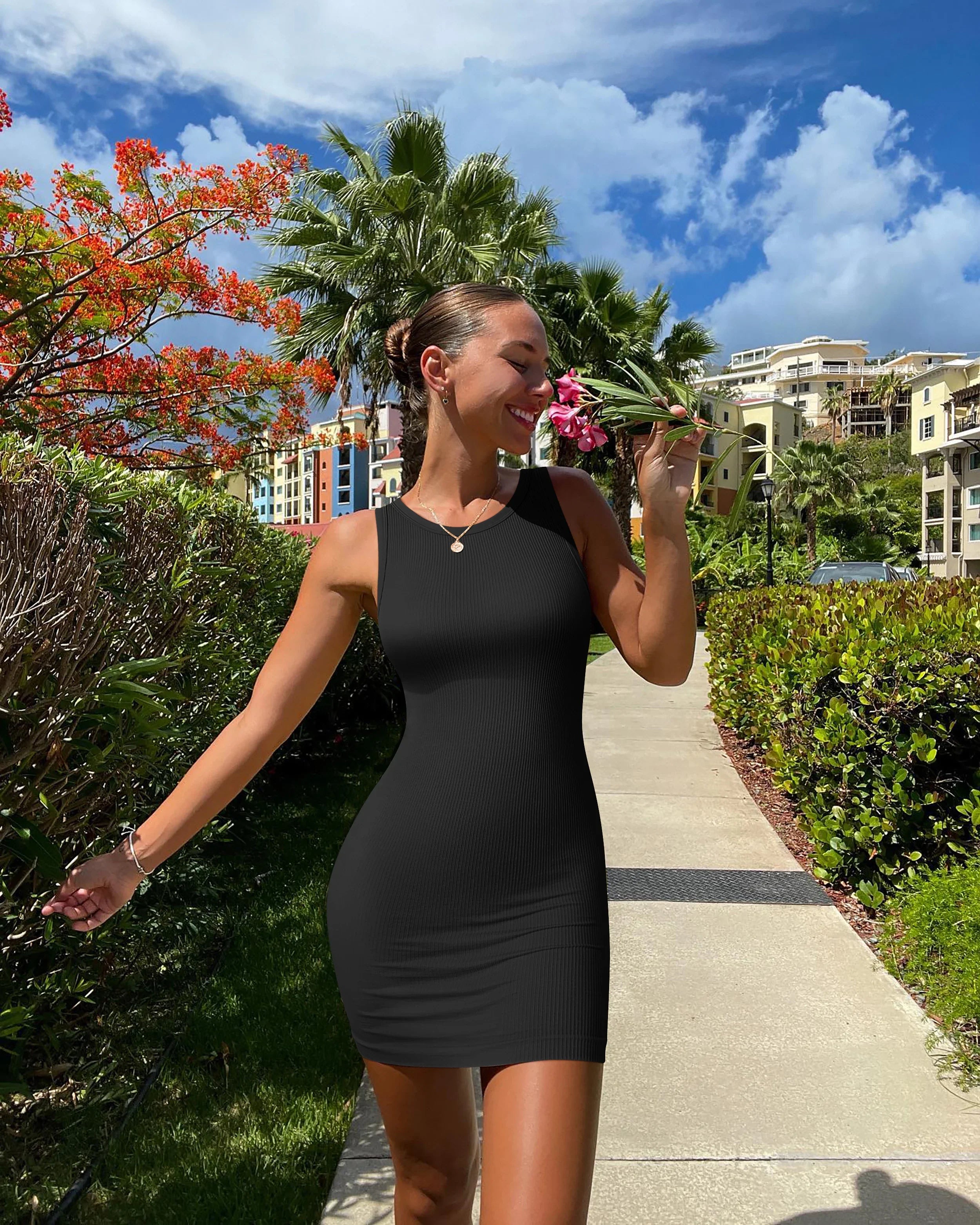 Sexy Sleeveless Bodycon Dress For Women Mini Wrap Hip