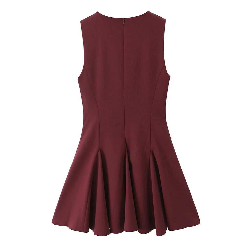 Sexy Bow Pleated Sleeveless Mini Dress For Summer Women