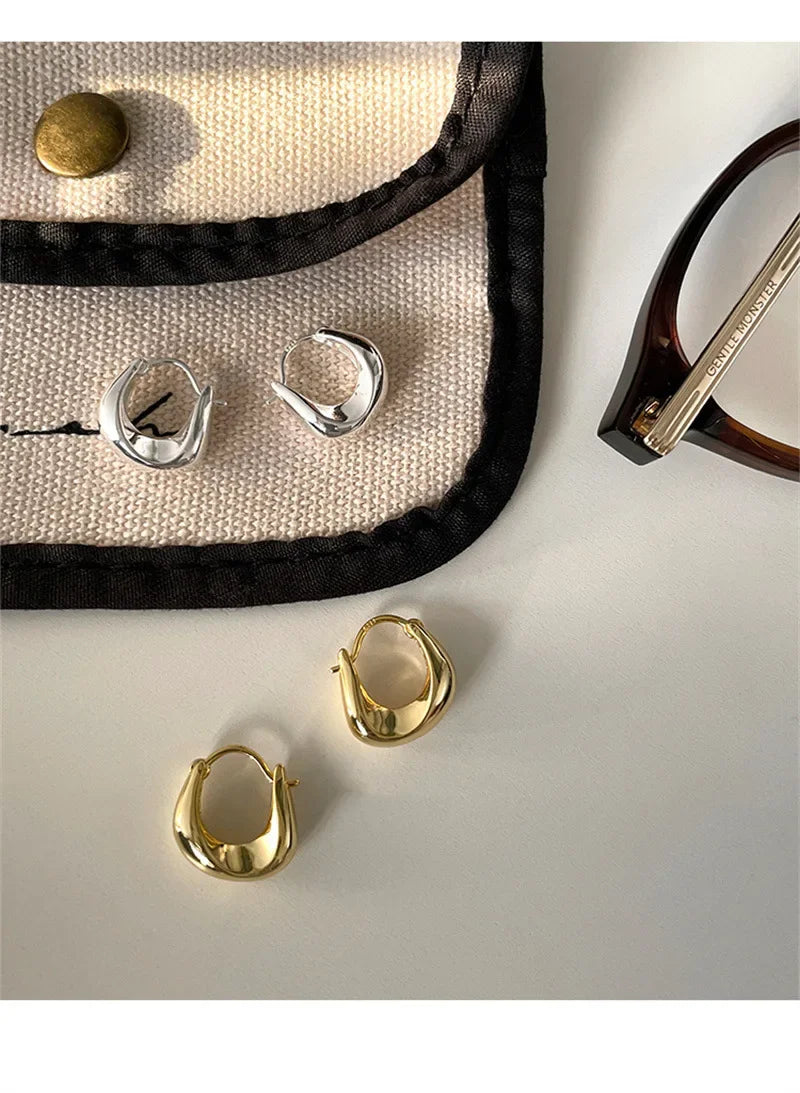 925 Sterling Silver Hoop Earrings for Women Versatile Fashion Jewelry Accessories