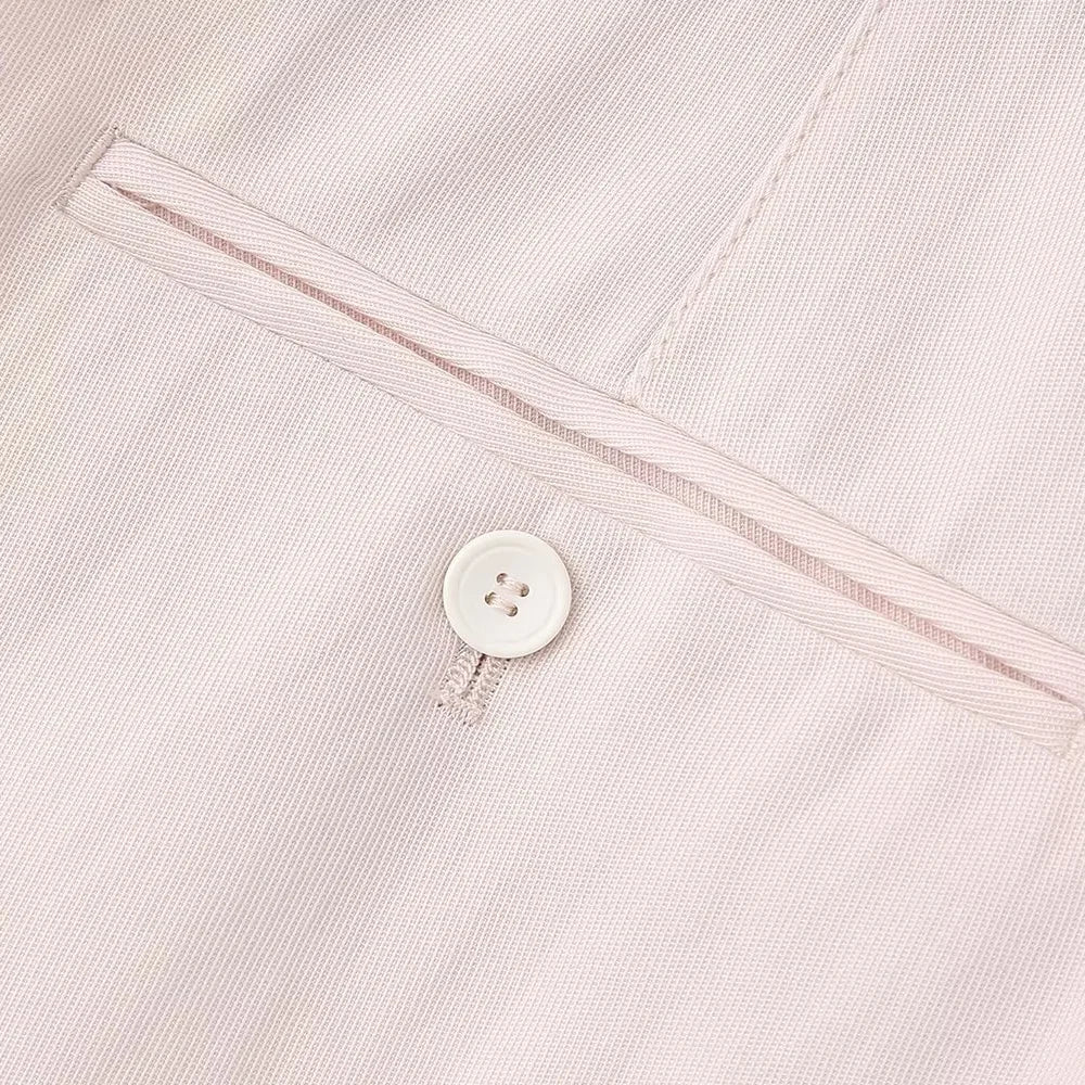 Pink Draping Casual Double Breasted Women's Commuter Suit Coat with Straight Leg Pants