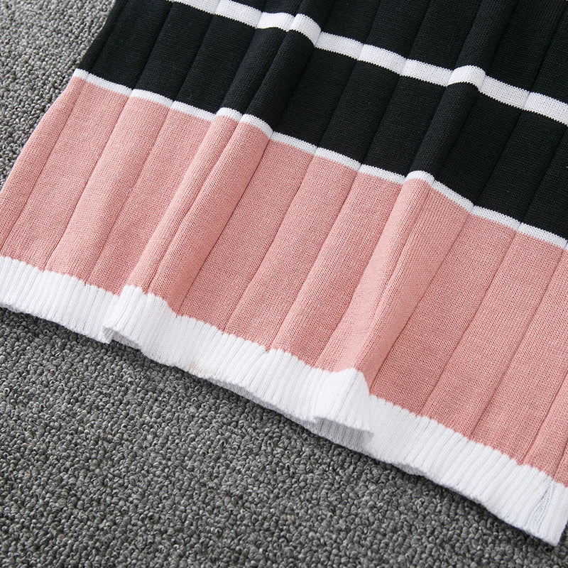 Wrap Bodycon Dress Women Knitted Striped Long Summer Dress