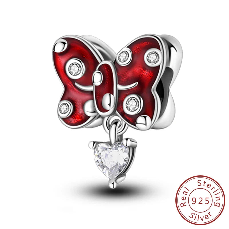 Fit 925 Sterling Silver Bow Perfume Bottle Pink Charms Beads for Women DIY Jewelry Gifts