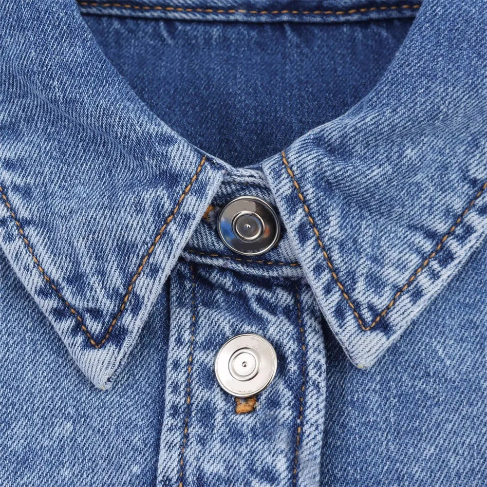 Women's Versatile Denim Long Sleeve Shirt and Pants Set for Casual Spring and Summer Wear