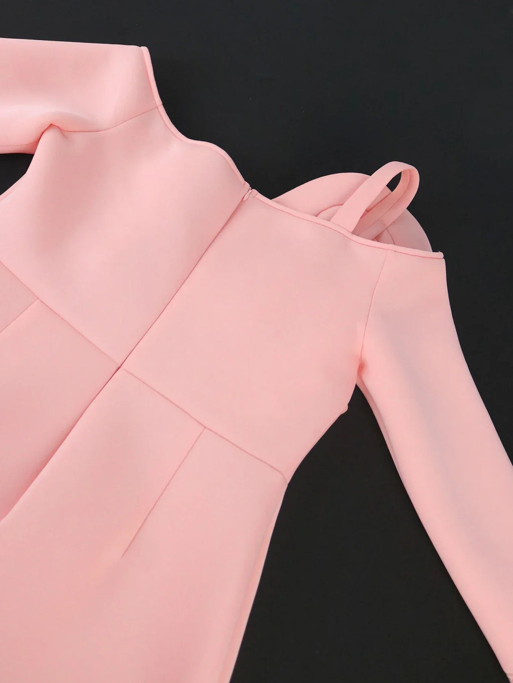 Plus Size Pink Off Shoulder Long Sleeve Bodycon Dress