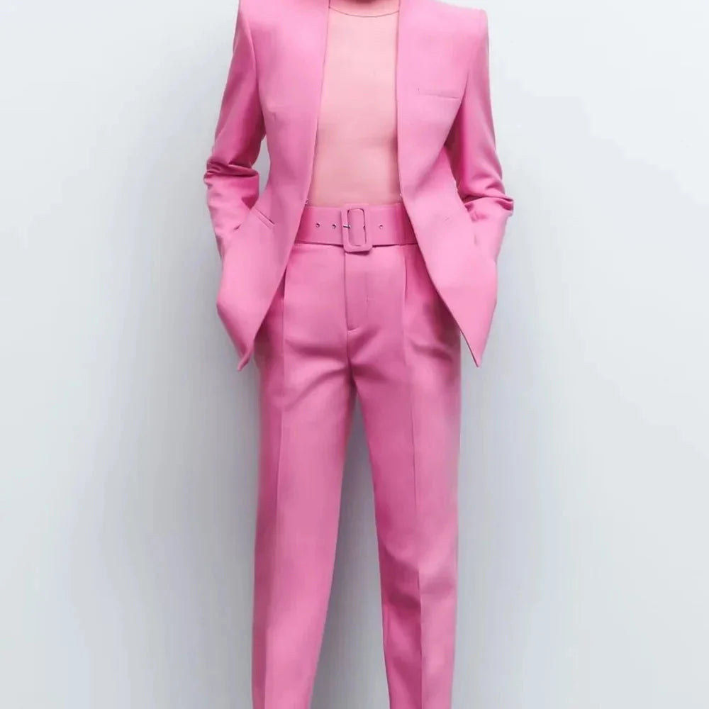 Fashionable Women's Slimming Multi-Color Suit Set for Autumn