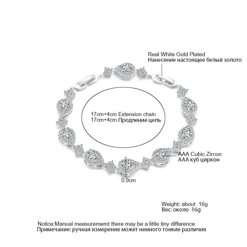 Geometric Water Drop CZ Bracelet for Women - Elegant Zircon Jewelry for Weddings and Parties
