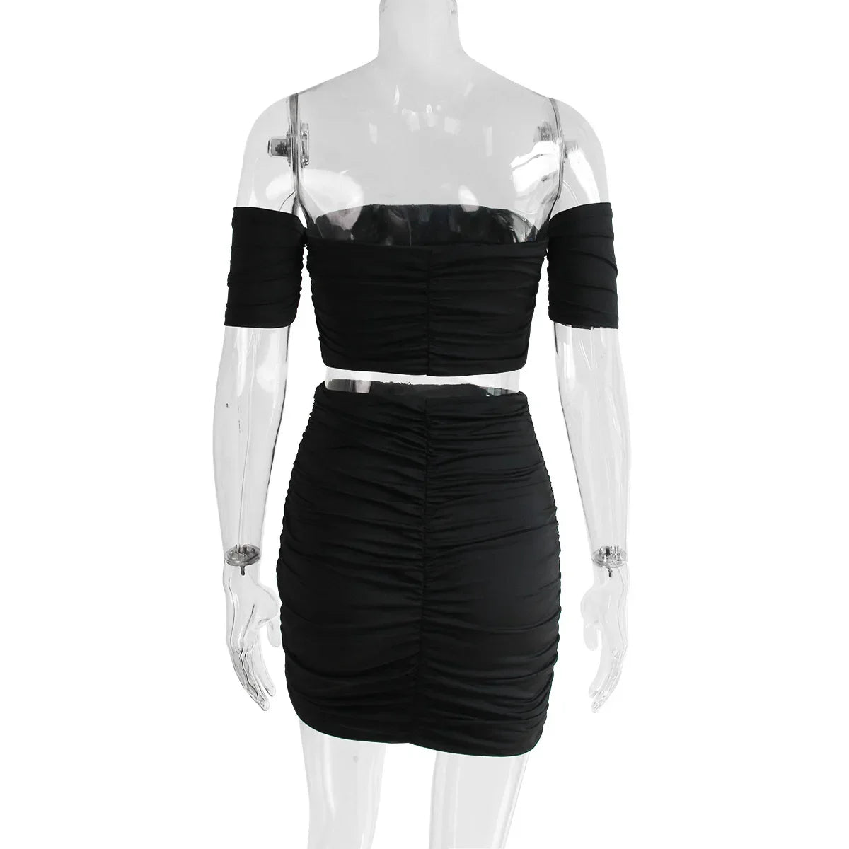 Fashionable Casual Women's Two-Piece Set with Short Sleeve Bodycon Skirt and Sexy Shoulder Cutouts Summer Outfit