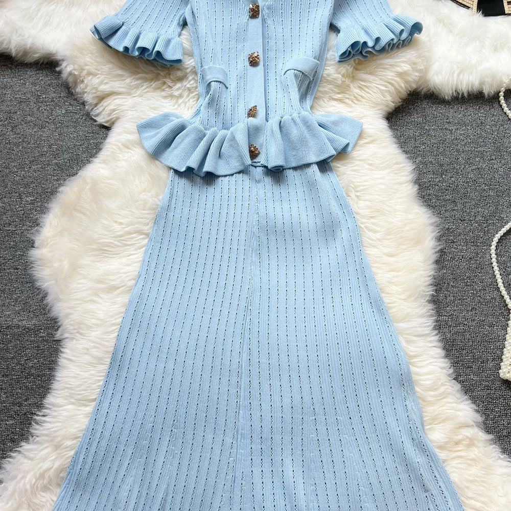 V Neck Maxi Dress for Women Mermaid Bodycon Silhouette