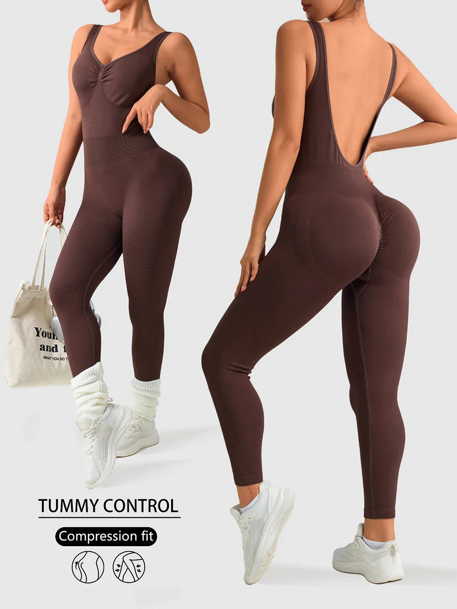 Seamless One-Piece Jumpsuit for Women Tummy Control Gym Wear Butt-Lifting Yoga Fitness Overalls Sport Pants Activewear Leggings