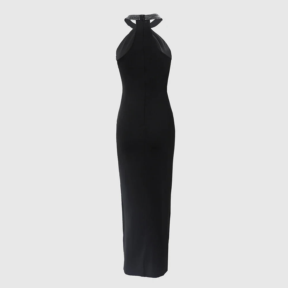 Black Backless Halter Dress Women Mini Sexy Party Cocktail