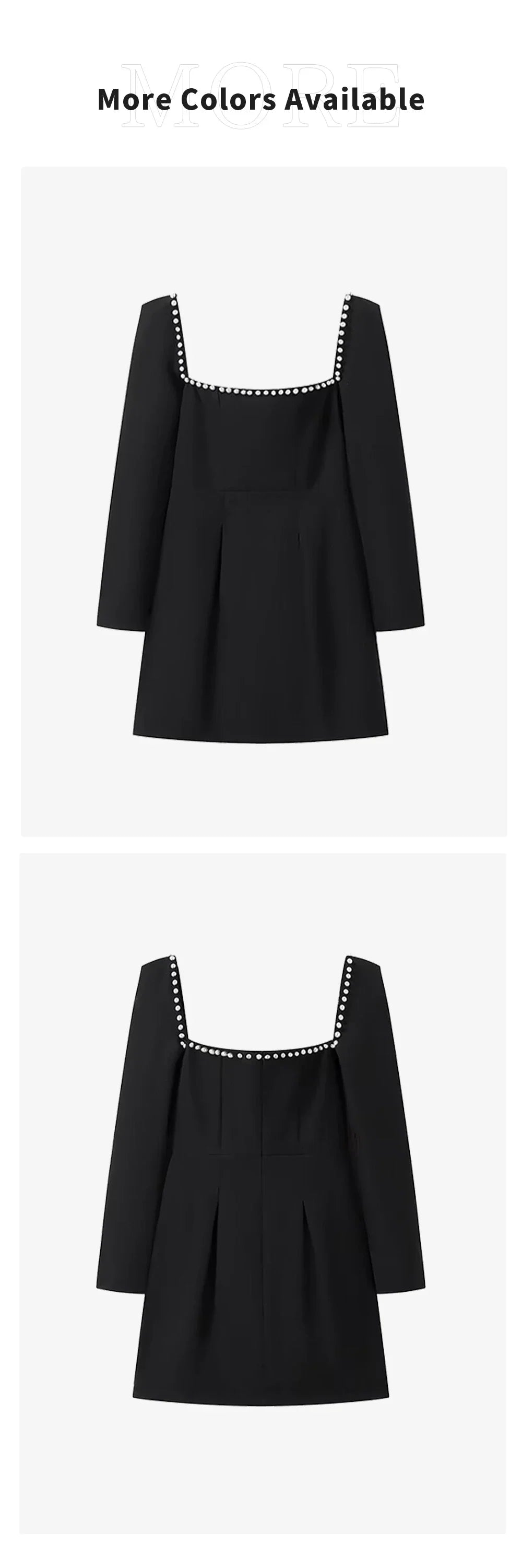 Pearl Embellished Square Neck Dress Slim Fit A Line