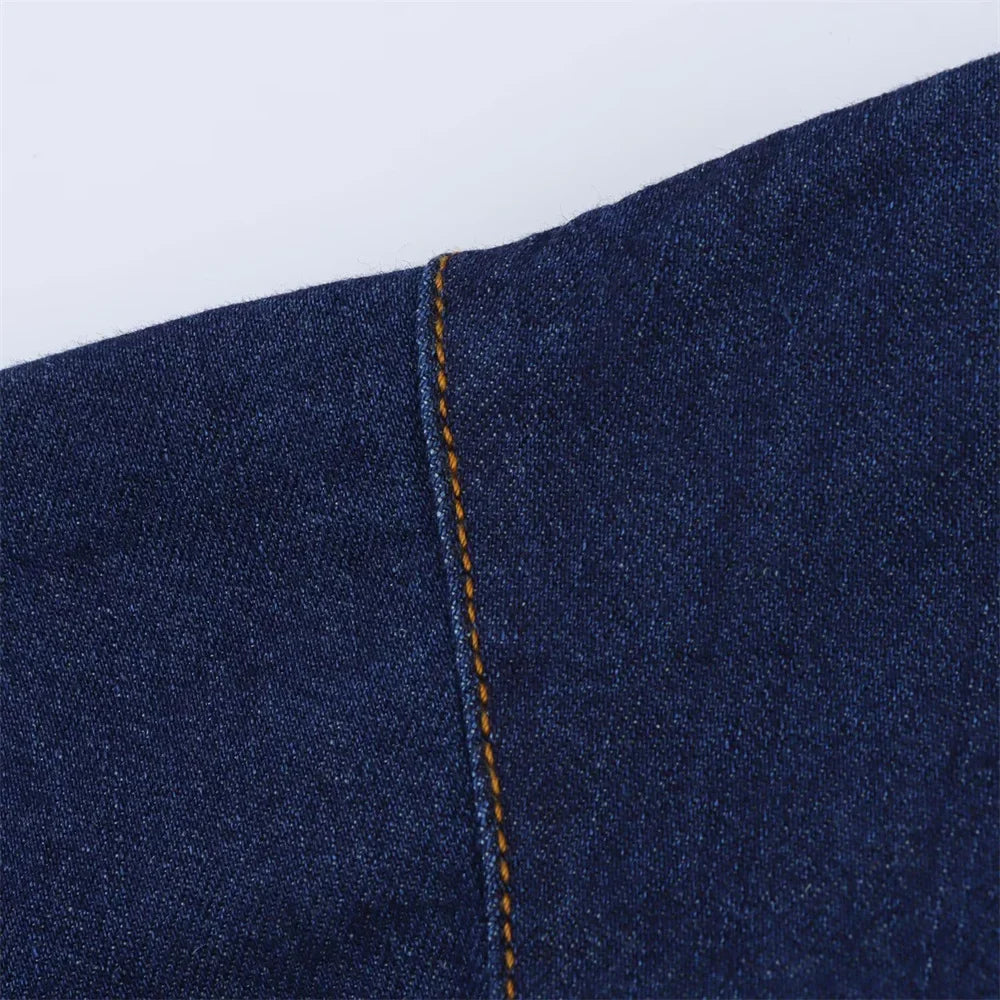 Women Denim Set Loose Fit Button Down Shirt and Wide Leg Pants Casual Outfit