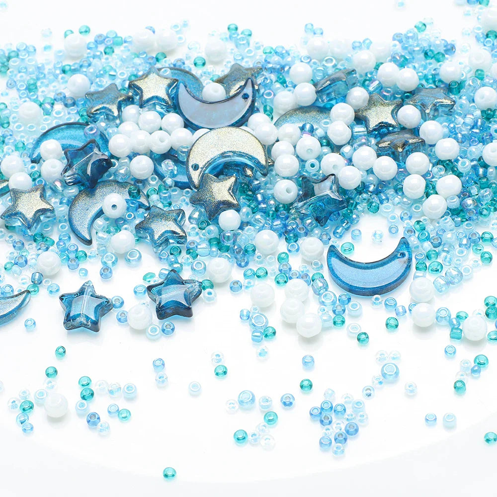 Mixed Star and Moon Crystal Glass Beads for DIY Jewelry Making Craft Bracelets Necklaces and Earrings