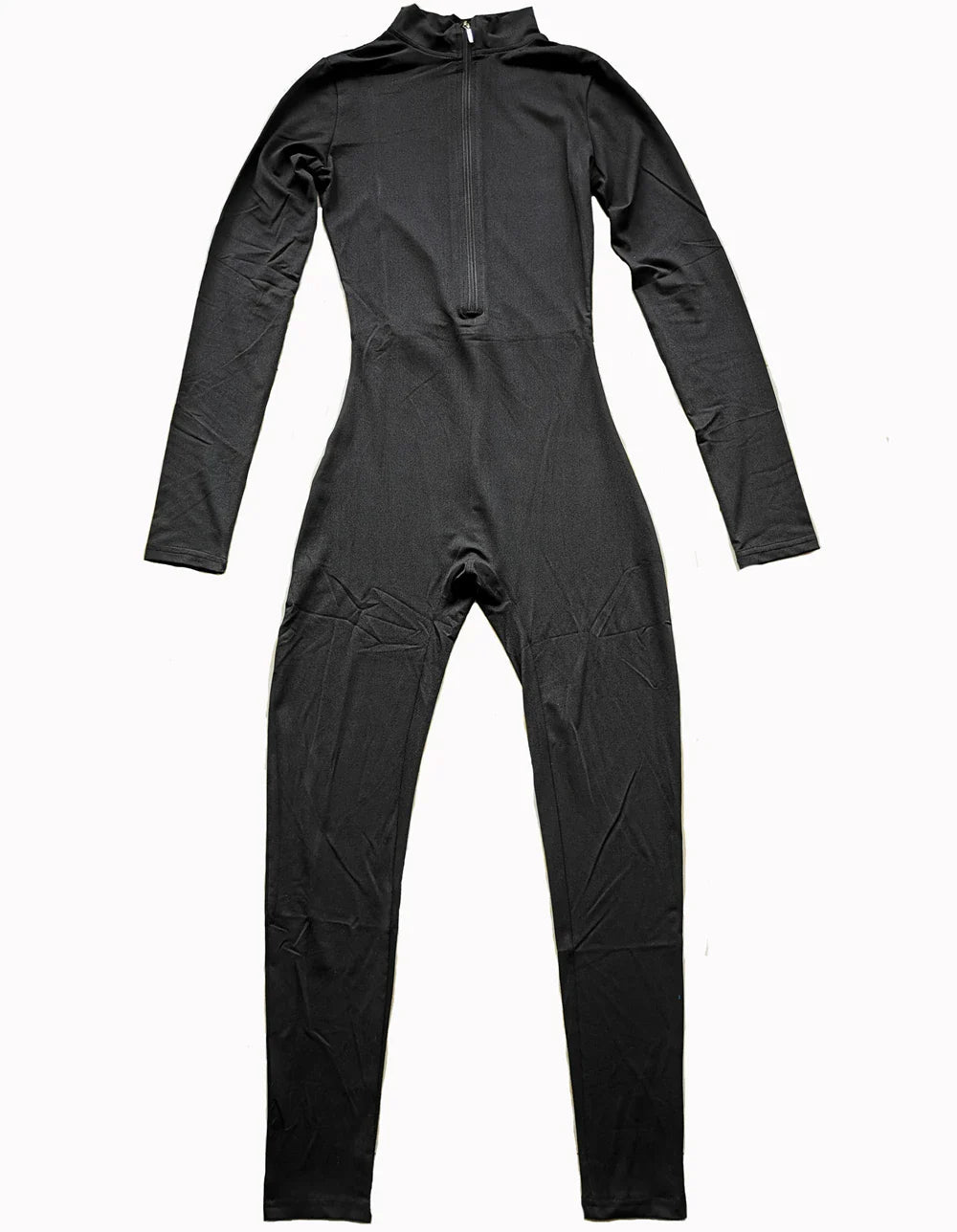 Womens Slim Fit Long Sleeve Yoga Jumpsuit Stretch One Piece Playsuit Romper with Front Zipper Athletic Fitness Activewear