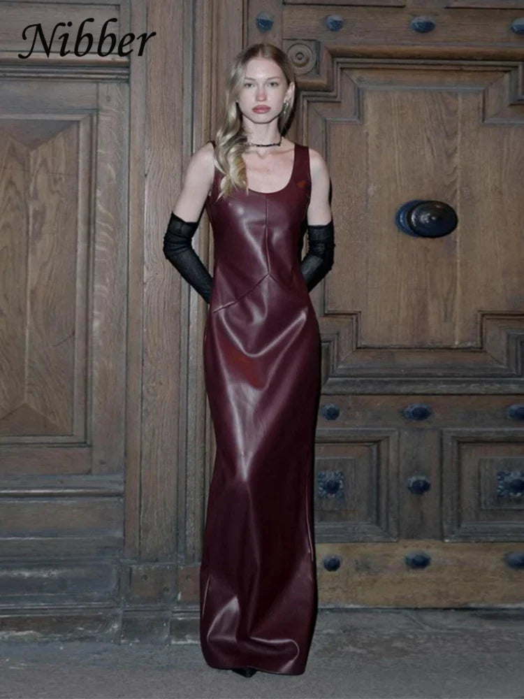 Elegant Sleeveless Leather Bodycon Party Dress For Summer