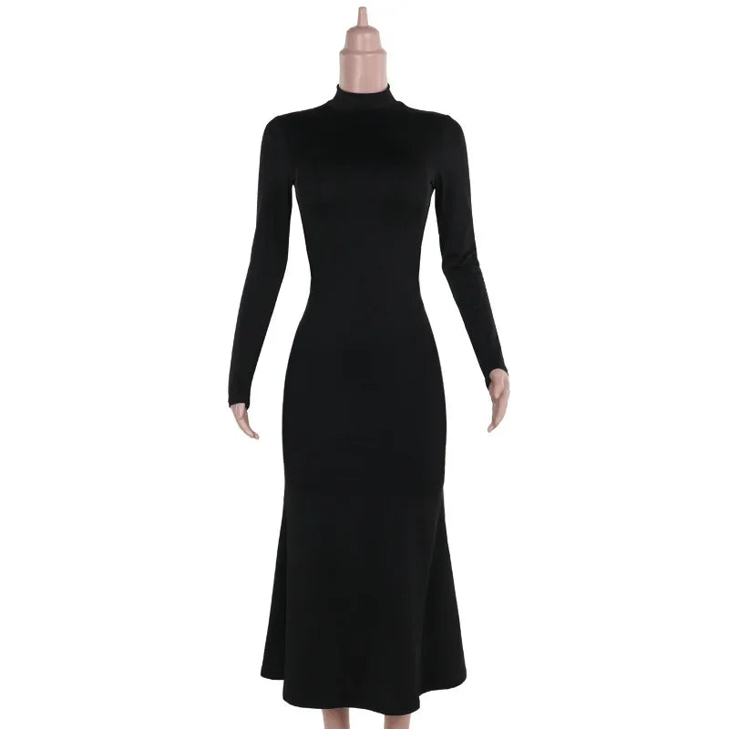 Backless Black Maxi Dress for Evening Party Women Chic