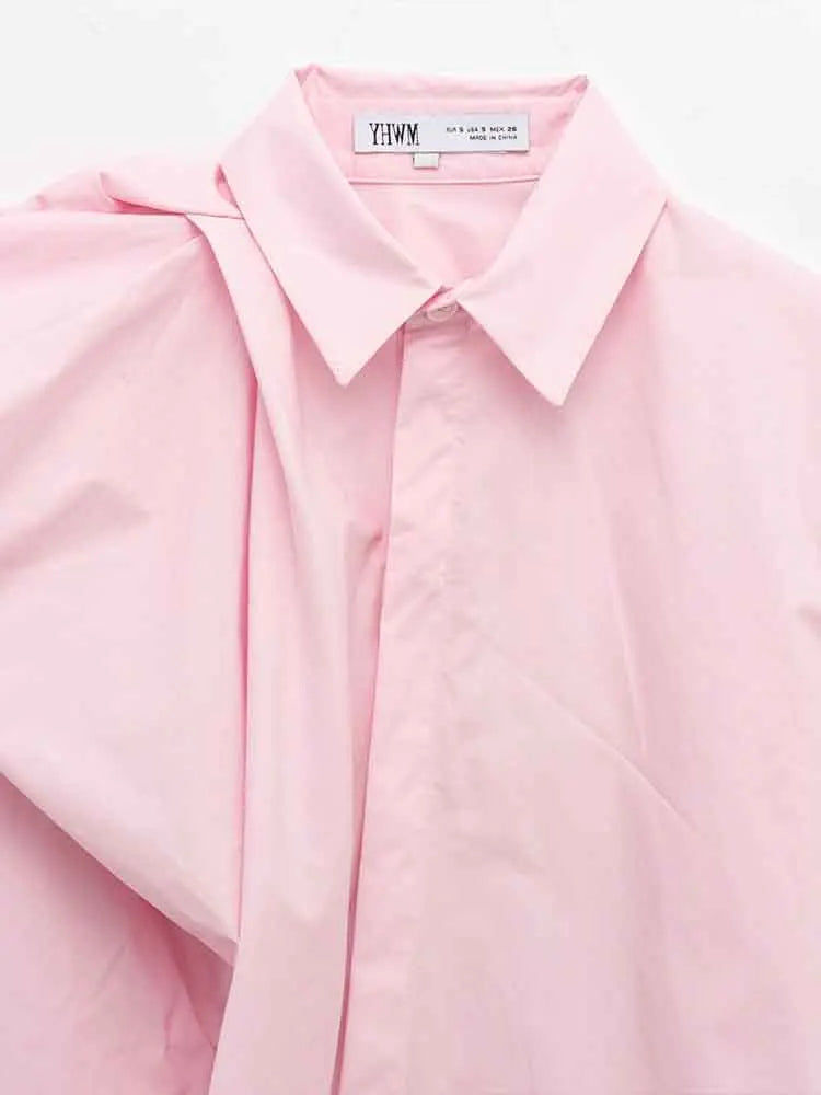 Women's Romantic Fluffy Poplin Shoulder Shirt Solid Color Versatile Fashion Top