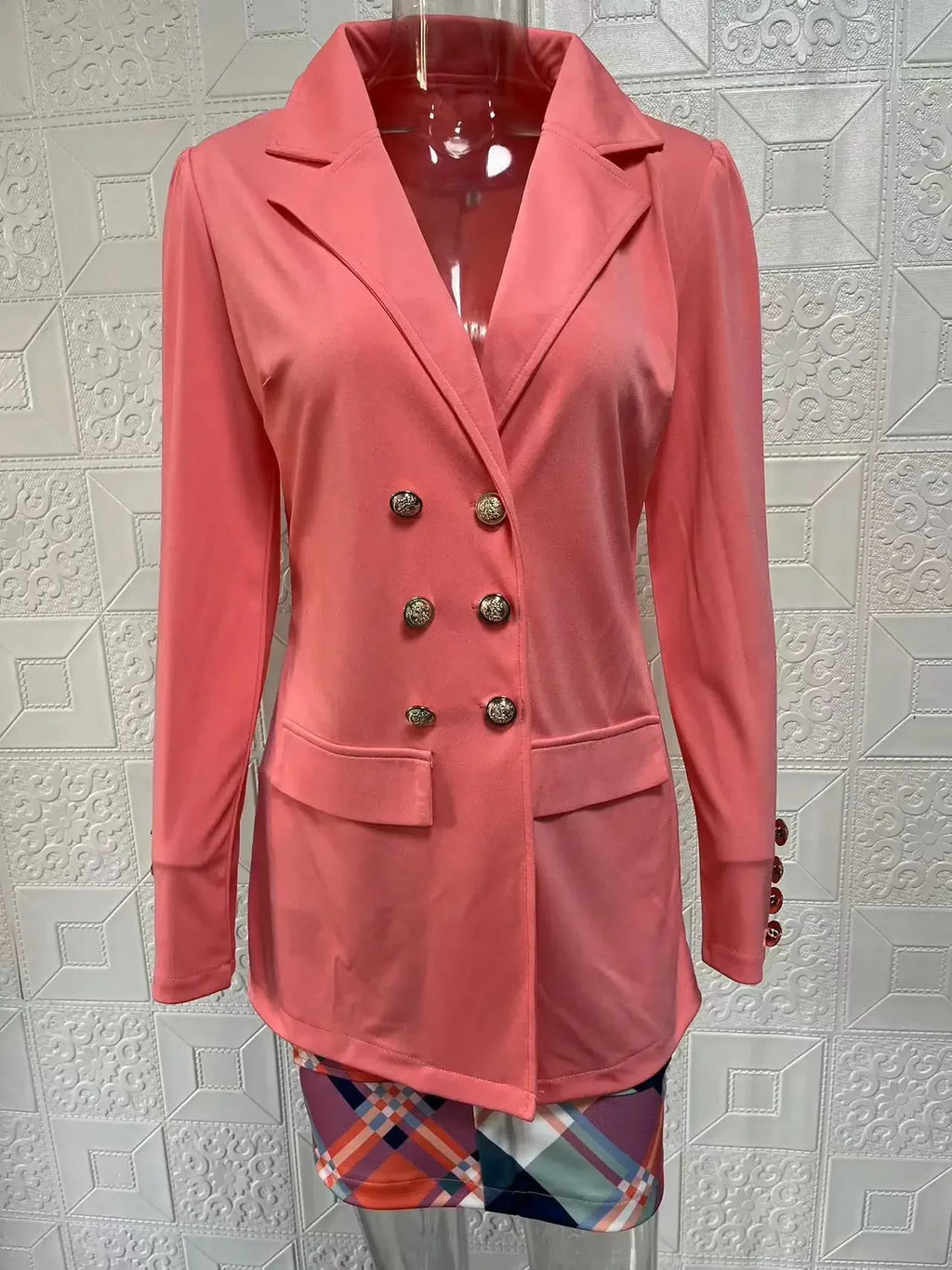 Elegant Plaid Two-Piece Mini Dress Set for Women Casual Chic Skirt and Jacket Outfit Spring Autumn Fashion