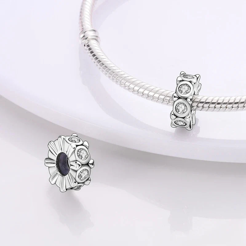 Fit Original 925 Sterling Silver Clip Charms with Zircon and Silicone Spacer Beads for Women DIY Bracelet Gift