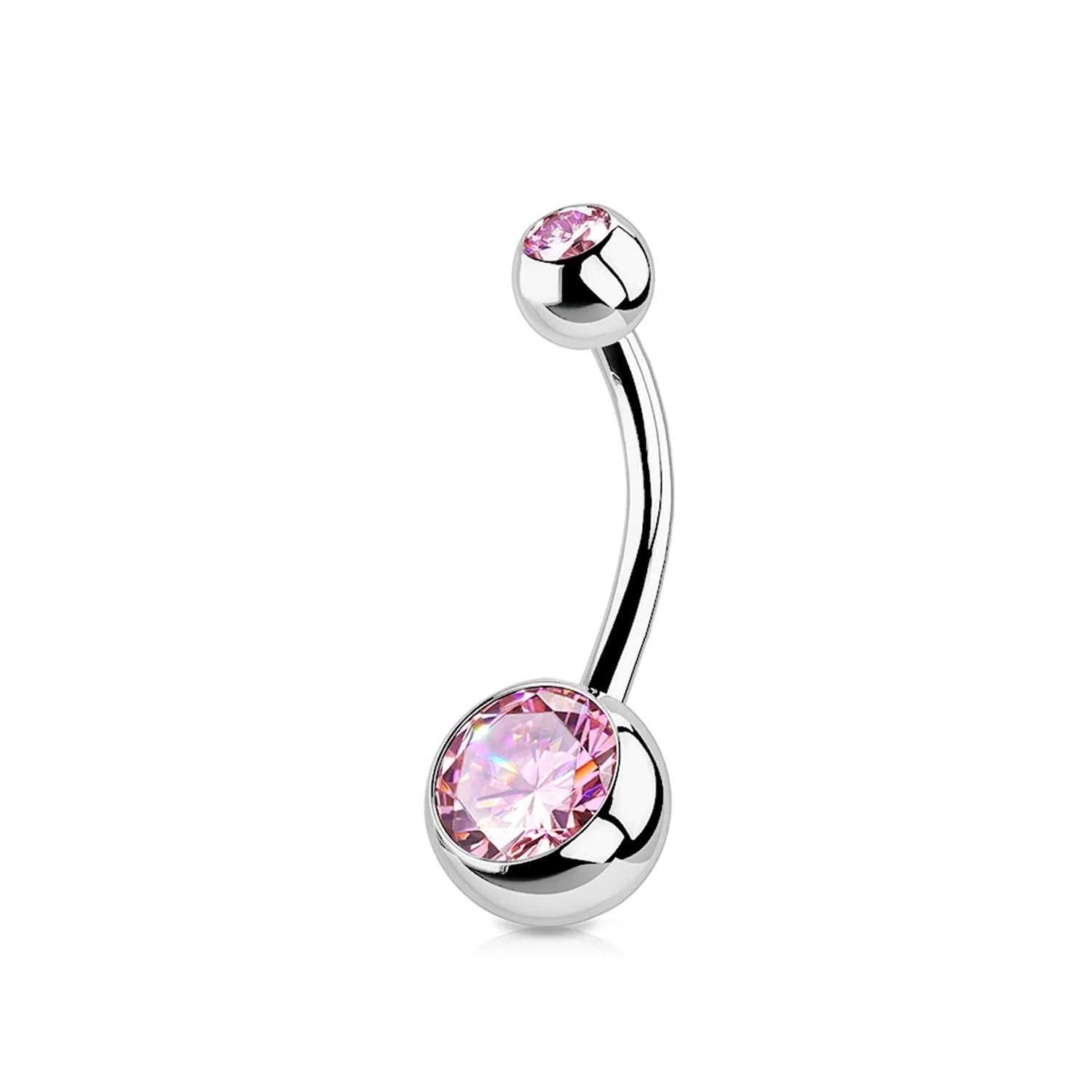 G23 Titanium Crystal Gem Curved Barbell Belly Button Rings for Navel Piercings