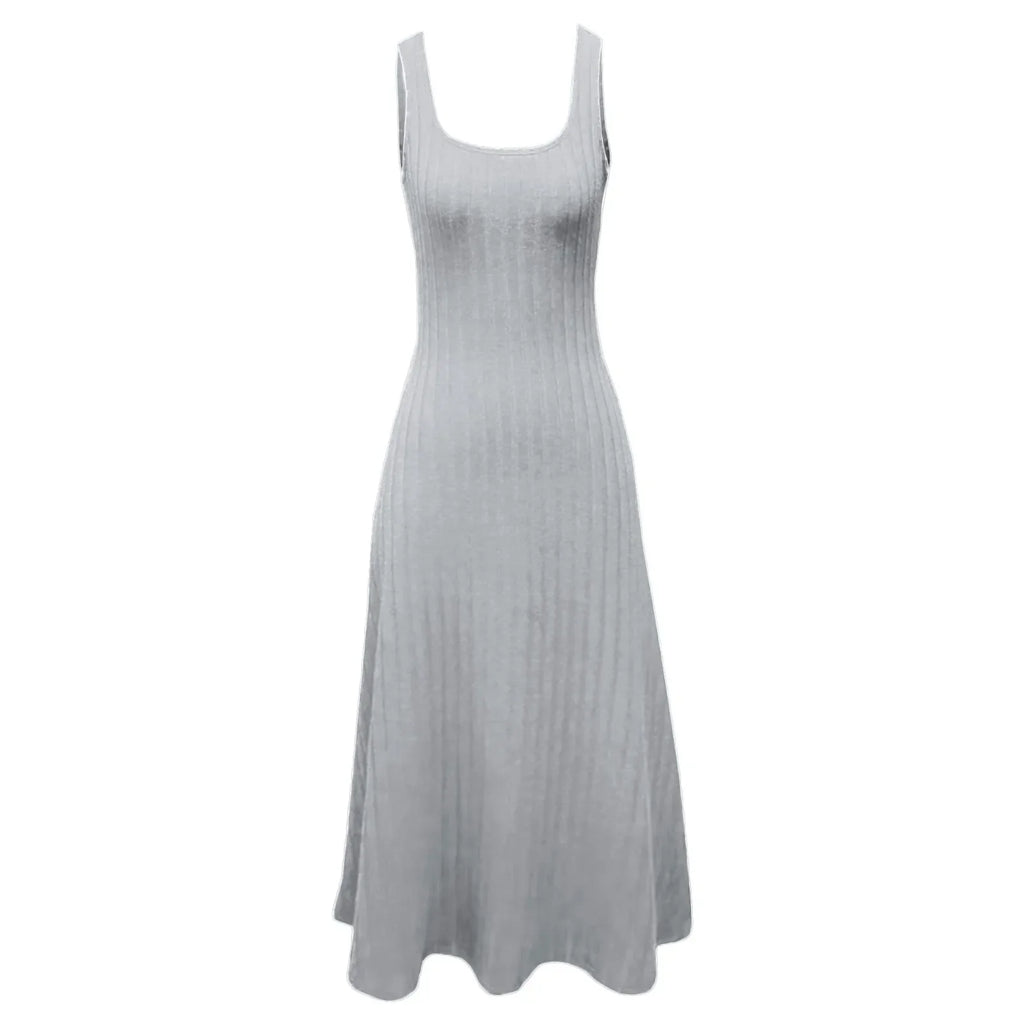 Floral Sundress For Women Pockets Square Neck Tank Dress