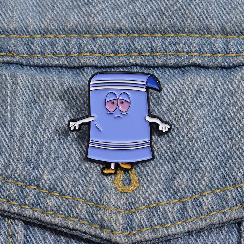 Blue Park Towel Cartoon Brooch Versatile Metal Badge for Clothing and Accessories