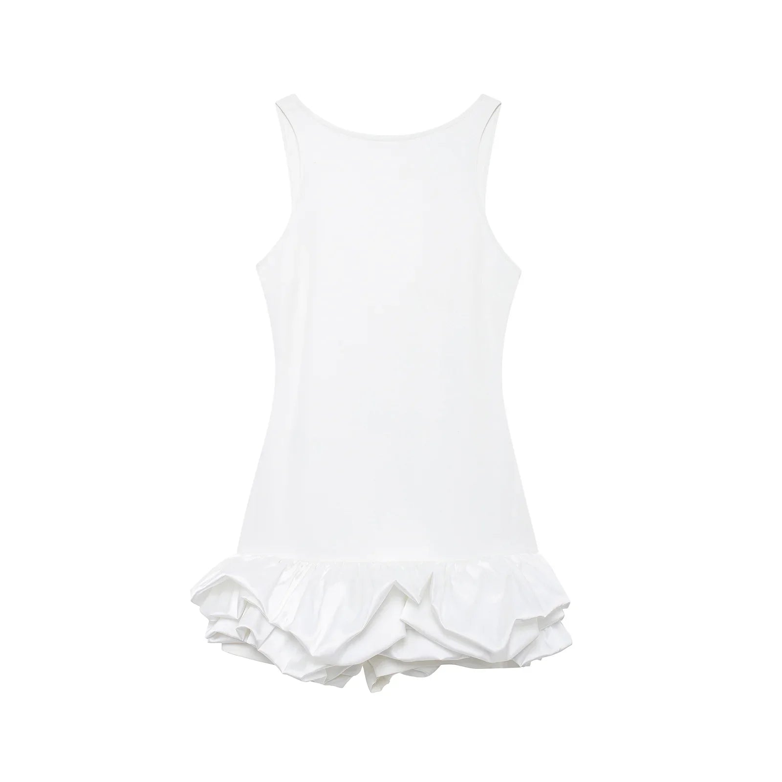 Backless Patchwork Mini Dress For Women Fluffy Hem Party