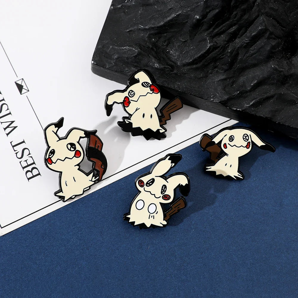 Cartoon Animal Enamel Pin Brooch Set 4 Pcs Fun Mimikyu Jewelry for Backpack Wallet and Clothes Accessories