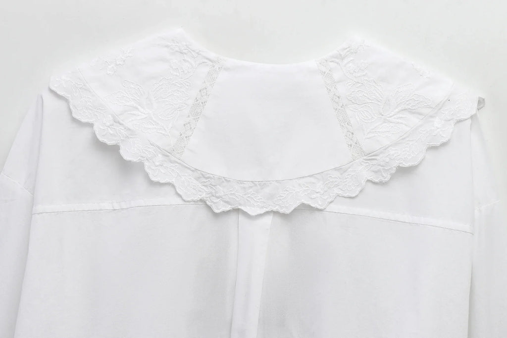 Spring Casual Women Blouse Long Sleeve Turn-down Collar Bow Tie Loose Fit Chic Shirt