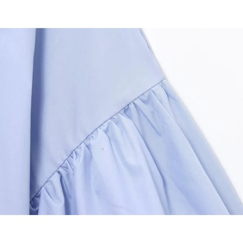 Women's Casual Short Shirt with Puff Sleeves Button Front Loose Blouse Chic Spring Top