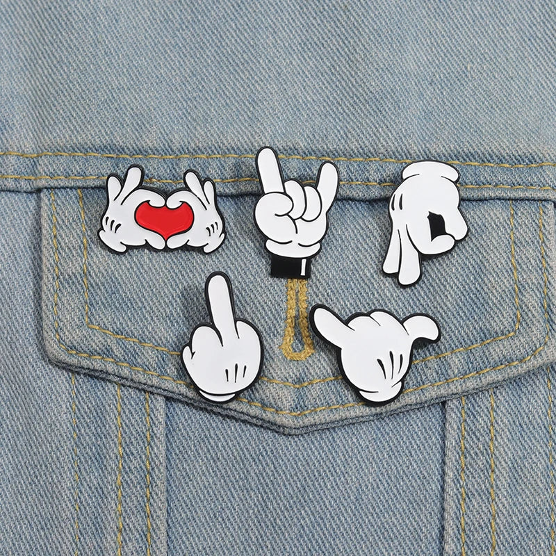 Cartoon Finger Gesture Love You Brooch Enamel Pin Unique Metal Decoration for Backpack and Lapel Badge Gift for Friends