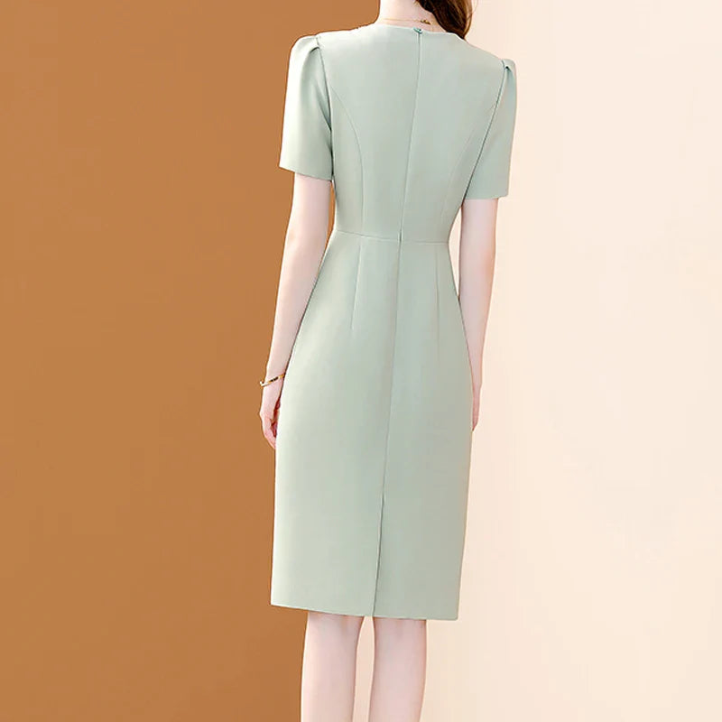 Elegant O Neck Embroidered A Line Dress For Women Casual