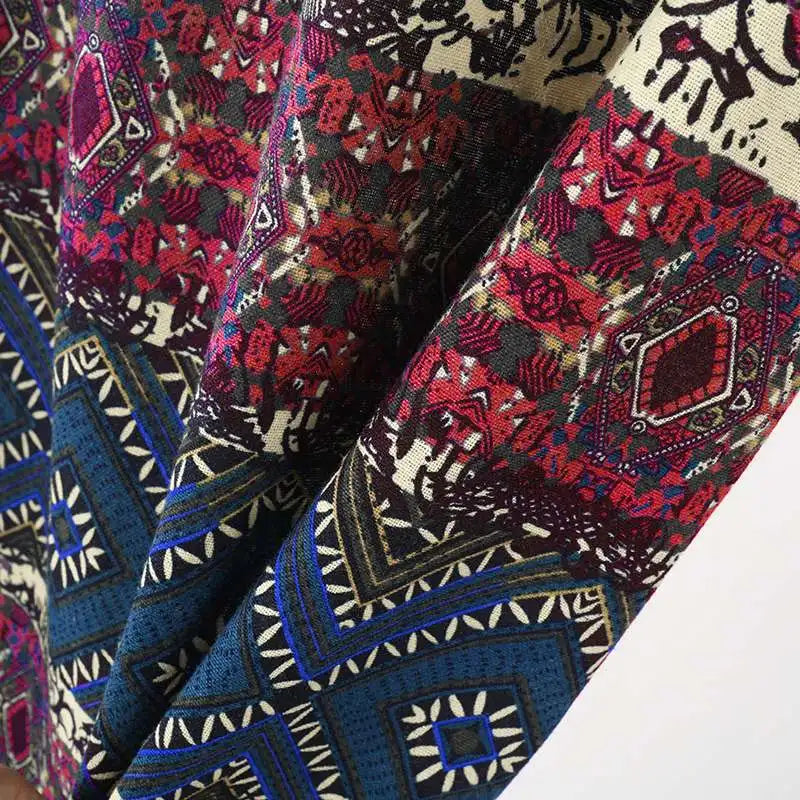 Bohemian Floral Print Sleeveless Midi Dress For Summer