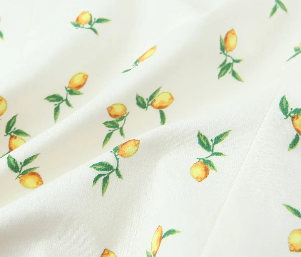 Casual Summer Two Piece Skirt Set for Women Lemon Print Backless Hanging Collar Tank Top with A-Line Mini Skirt Sleeveless Short Top