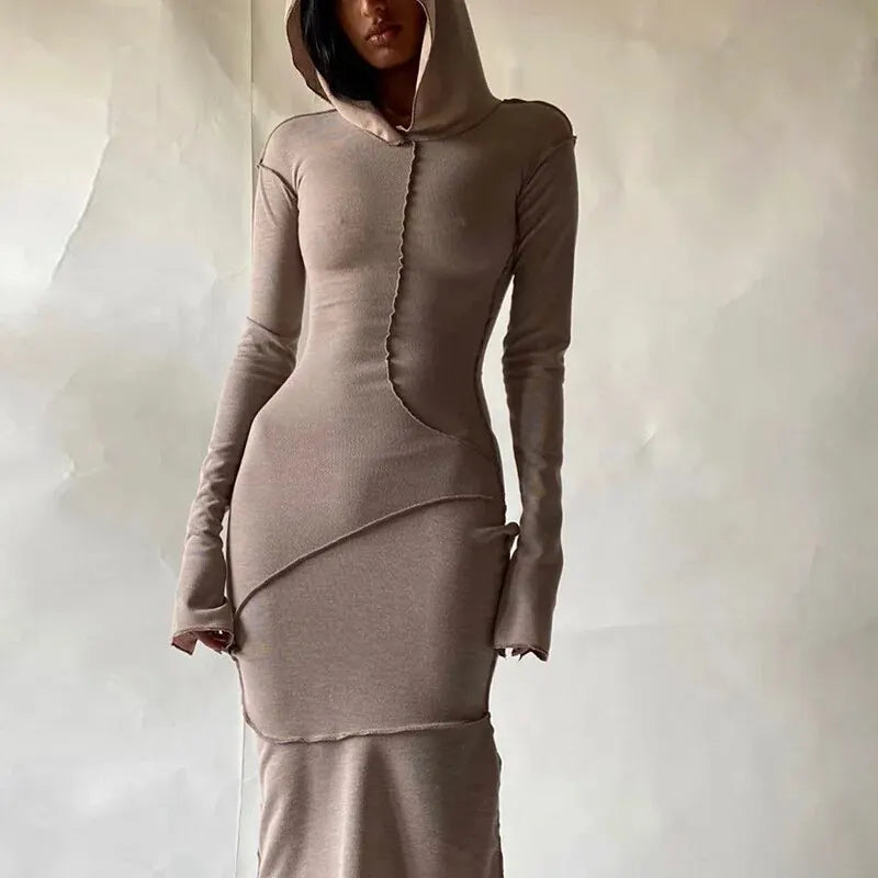 Black Long Sleeve Bodycon Dress For Women Autumn Winter