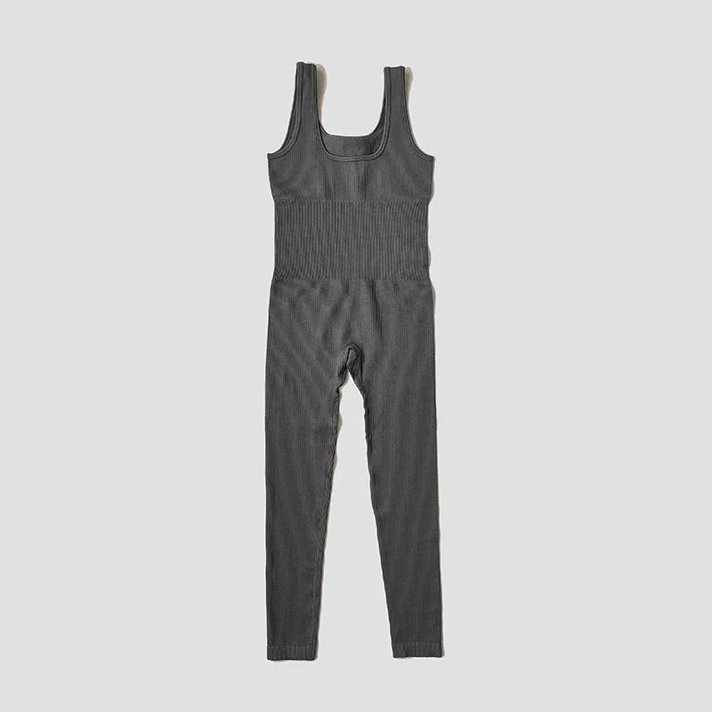 Seamless High Stretch Yoga Jumpsuit for Women Lightweight Breathable Fitness Activewear with Contouring Design and Moisture Wicking Fabric