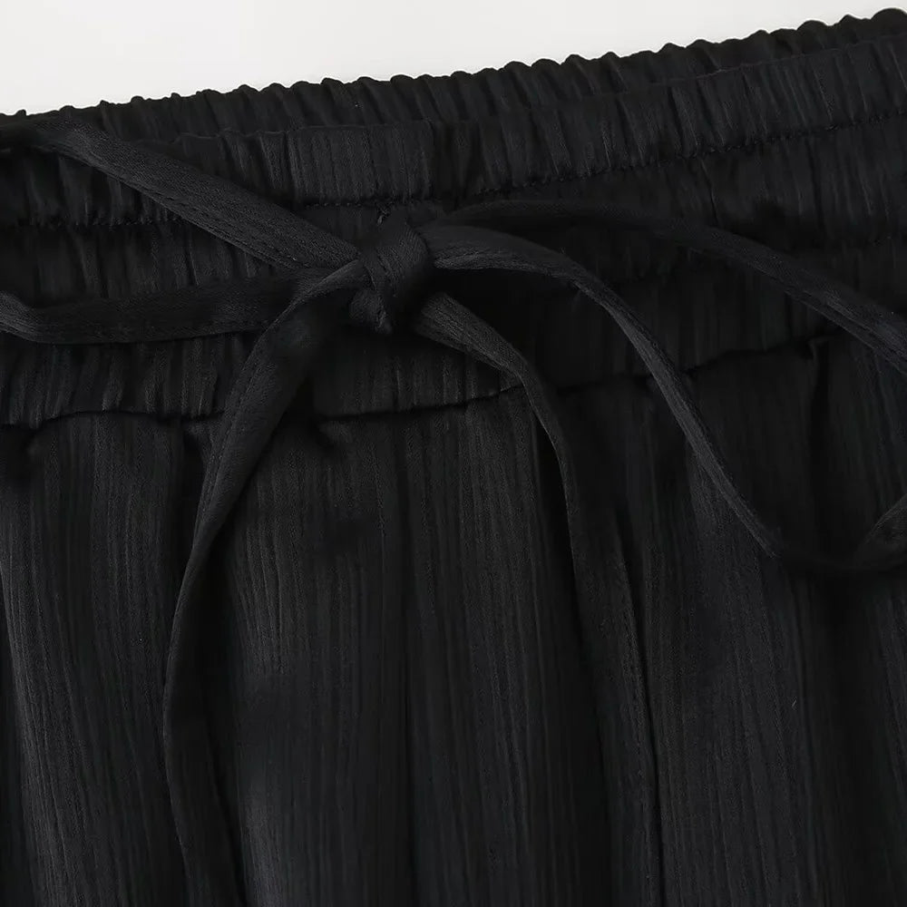 Women's Double Breasted Suit Jacket and Pants Set with Wrinkle Effect for Spring and Summer Fashion