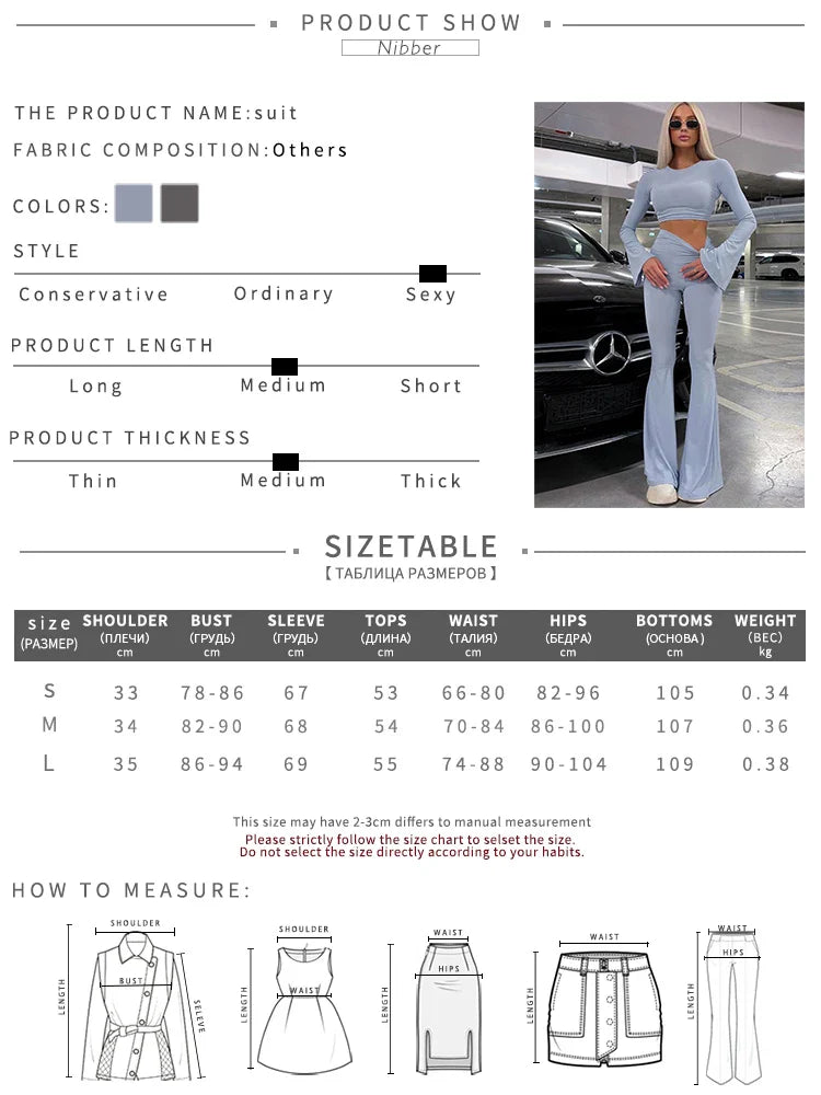 Women's Body-Shaping Tracksuit Set with Crop Top and Flare Leggings for Casual Sporty Style
