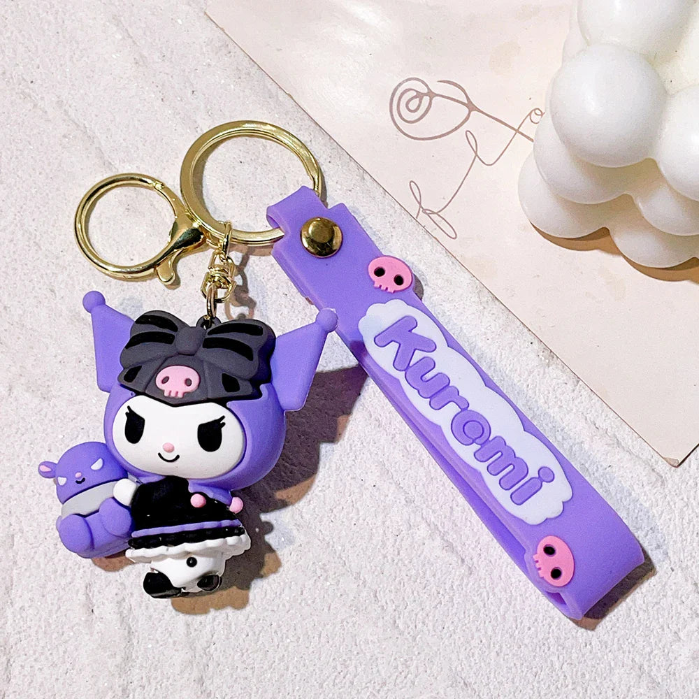 Kawaii Sanrio Kuromi Keychain PVC Doll Cartoon Anime Bag Pendant Car Keyring Accessory