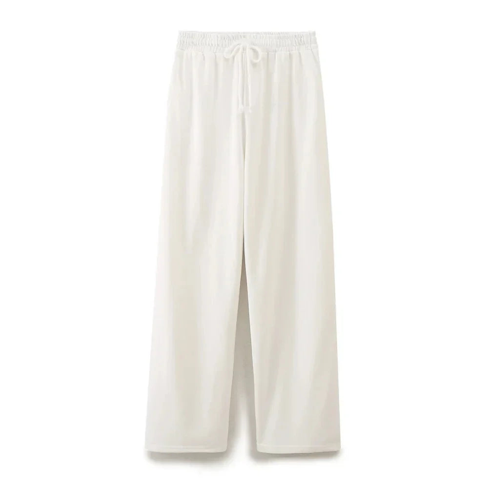 Women Casual Sport Pant Suit Set with Vintage Solid Short Sleeve T-Shirt and Drawstring Jogging Pants