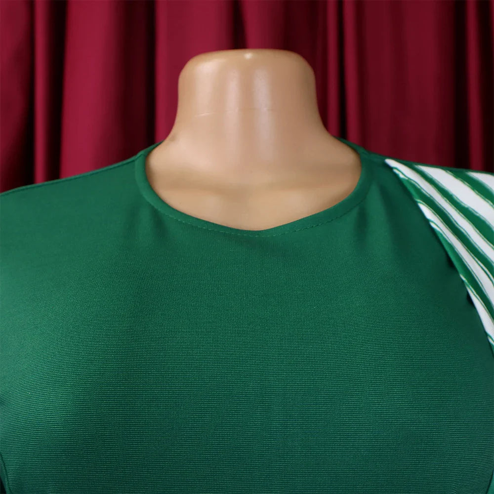 Office Dress For Women Professional O Neck Striped Sheath