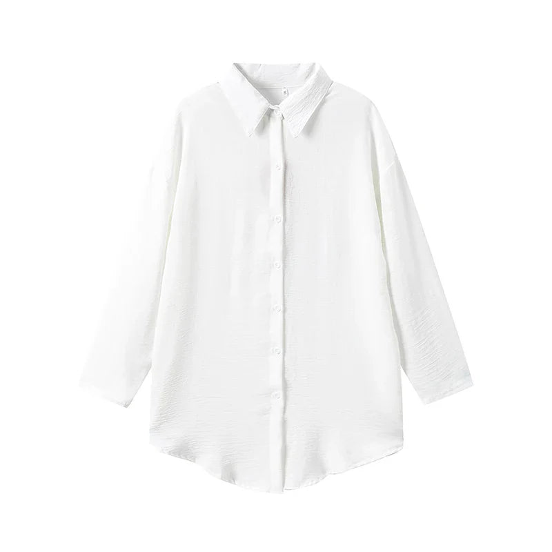 Women's Casual Cotton Linen Lapel Long Sleeve Shirt Autumn Winter Fashion Tunic