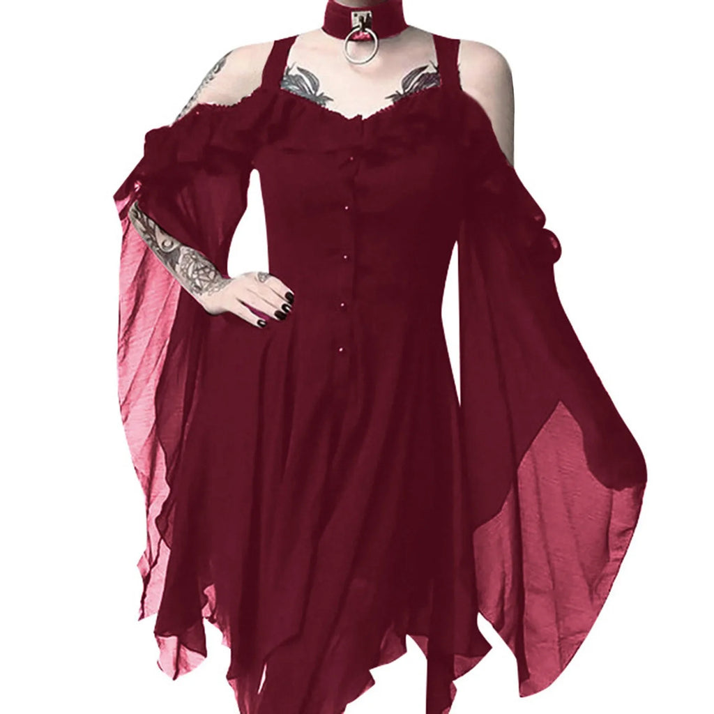 Plus Size Gothic Dress Wrap With Off Shoulder Ruffles