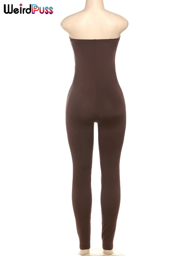 Weird Puss Women's Fitness Romper Summer Trend Solid Stretch Hipster Tight Streetwear Workout Casual Sporty Slim Playsuit