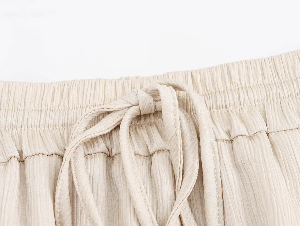 Autumn Women's Fashionable Wrinkled Suit Jacket and Casual Pants Set