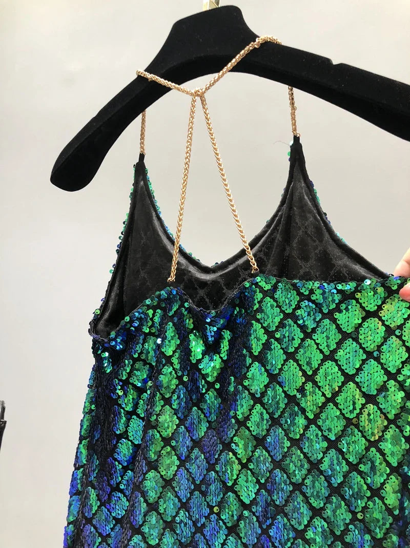 Sequins Backless Party Dress With Delicate Shoulder Straps