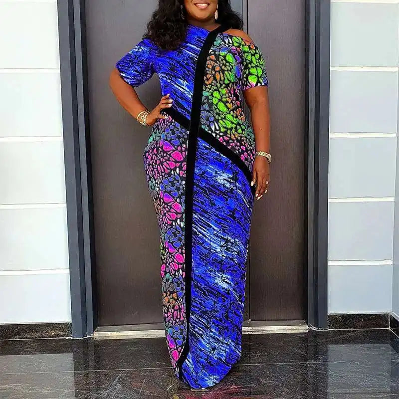 Off Shoulder Summer Sundress Bohemian Printed Maxi Dress