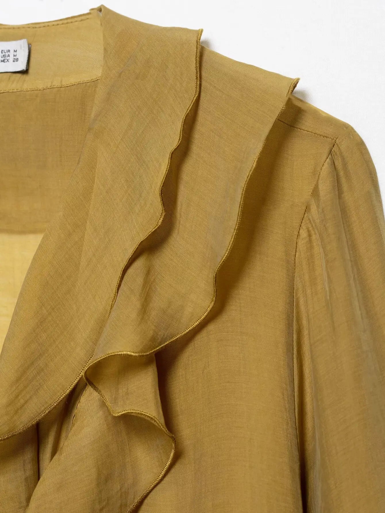 Laminated V Neck Long Sleeve Casual Shirt for Women with Versatile Temperament and Elegant Fit